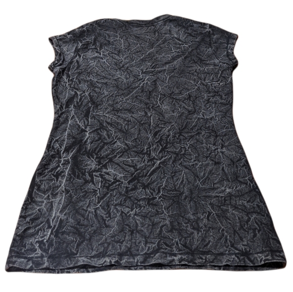 Love Kills Slowly Sparkle Skull Tattoo Style Ocean City Crinkle Print Skinny Tee - Picture 6 of 10